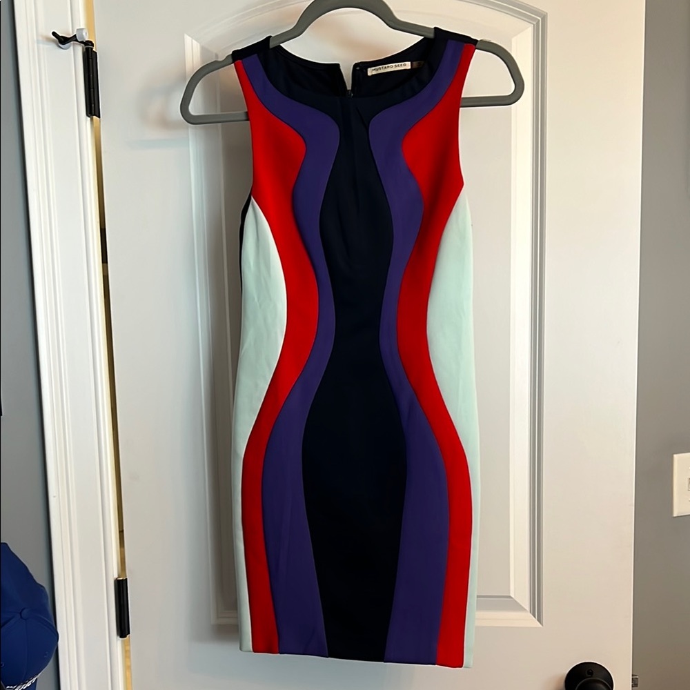 Mustard Seed Navy, Red, Purple Colorblock Sheath Dress